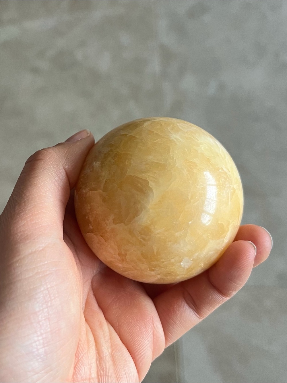 Natural Crystal Stone Polished Honey Calcite Ball Sphere 10.6oz Healing Rock